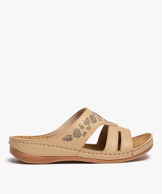 GEMO Mules confort femme extra légères ornées de strass beige standard