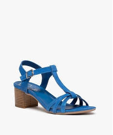 sandales femme a talon dessus cuir metallise - taneo bleu sandales a talonG315601_2