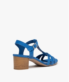 sandales femme a talon dessus cuir metallise - taneo bleu sandales a talonG315601_4