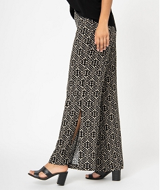 GEMO Pantalon femme en toile fendu sur les côtés Imprimé