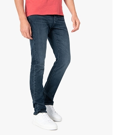 GEMO Jean homme coupe straight aspect délavé sur lavant Bleu