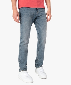 GEMO Jean homme coupe slim aspect délavé Gris