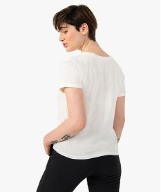 tee-shirt femme a manches courtes avec inscription en sequins blancG322201_3