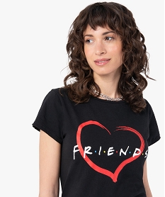tee-shirt femme a manches courtes avec inscriptions - friends noir t-shirts manches courtesG322401_2