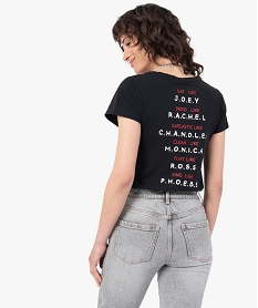 tee-shirt femme a manches courtes avec inscriptions - friends noirG322401_3