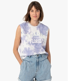 GEMO Débardeur femme esprit tie and dye – Camps United bleu standard