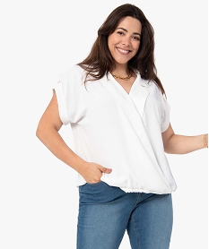 GEMO Blouse femme grande taille à décolleté cache-cour Beige