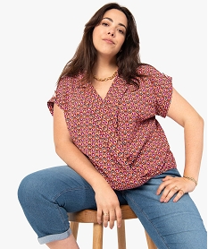 GEMO Chemise femme grande taille imprimée à col cache-cœur Imprimé