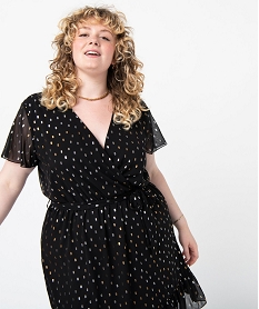 GEMO Robe femme grande taille à pois avec volants Noir