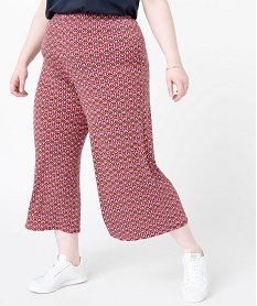 GEMO Pantalon femme grande taille ample à motifs graphiques kaki fonce