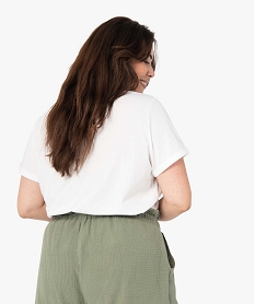 tee-shirt femme grande taille a manches courtes avec motif azteque blancG327501_3