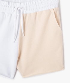short fille en maille bicolore avec ceinture elastiquee beige shortsG328001_2