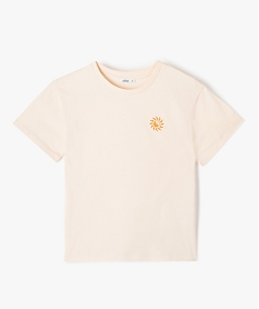 GEMO Tee-shirt fille à manches courtes inspiration rétro Beige
