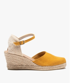 GEMO Sandales femme compensées dessus cuir uni Orange
