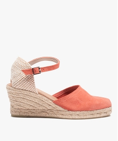GEMO Sandales femme compensées dessus cuir uni orange standard
