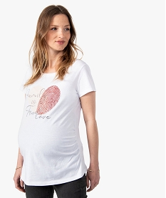 GEMO Tee-shirt de grossesse avec motif graphique Blanc