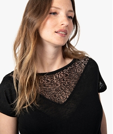 tee-shirt de grossesse en maille fine avec encolure en dentelle noirG330301_2