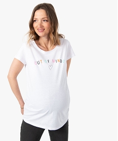 GEMO Tee-shirt de grossesse avec inscription multicolore Blanc