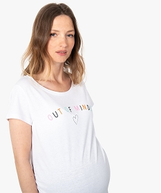 tee-shirt de grossesse avec inscription multicolore blancG330601_2