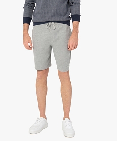 GEMO Bermuda homme en maille piquée à taille élastiquée Gris