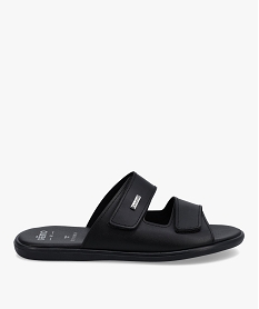 GEMO Mules homme confort à brides scratch unies Noir