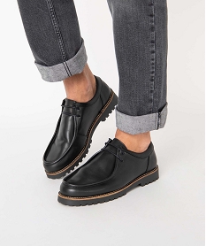 GEMO Chaussures bateau homme dessus cuir uni - Tanéo Noir