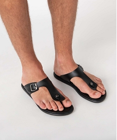 GEMO Sandales homme unies à bride en T Noir