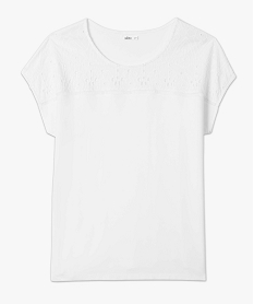 tee-shirt femme grande taille a manches courtes et col en broderie blancG334701_4