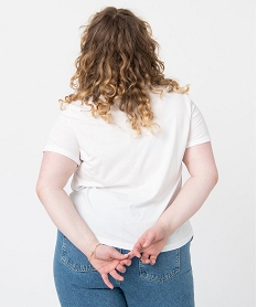 tee-shirt femme grande taille a manches courtes avec motif paillete blancG335001_3