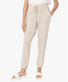 GEMO Pantalon femme fluide coupe ample resserrée dans le bas dore