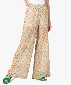 GEMO Pantalon femme en voile imprimé vert vif