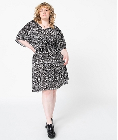 GEMO Robe femme grande taille imprimée à manches courtes Blanc