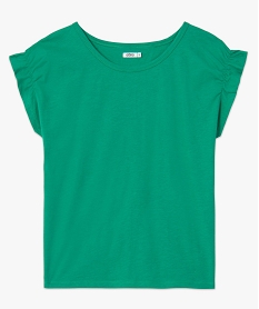 tee-shirt femme a col rond et manches courtes froncees vertG361201_4