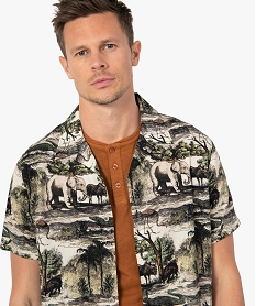 chemise homme a manches courtes motif animaux de la savane imprime chemise manches courtesG391401_2