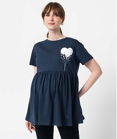 GEMO Tee-shirt de grossesse à motif avec large volant dans le bas Bleu