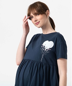 tee-shirt de grossesse a motif avec large volant dans le bas bleuG391901_2