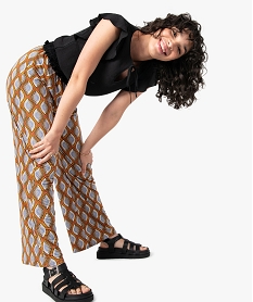 GEMO Pantalon imprimé en maille extensible avec ceinture élastiquée femme Imprimé