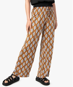 pantalon imprime en maille extensible avec ceinture elastiquee femme imprimeG393101_2