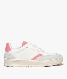 GEMO Baskets femme bicolores à lacets style retro rose chine
