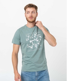GEMO Tee-shirt homme avec motif feuillage Vert