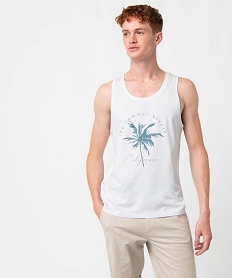 GEMO Débardeur homme avec motif palmier blanc standard