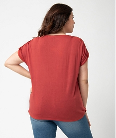 tee-shirt femme grande taille a col v et boutons fantaisie rouge t-shirts col vG402701_3