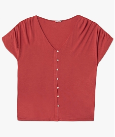 tee-shirt femme grande taille a col v et boutons fantaisie rouge t-shirts col vG402701_4