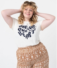 GEMO Tee-shirt femme grande taille à manches courtes avec inscription Imprimé
