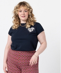 GEMO Tee-shirt femme grande taille à manches courtes avec inscription Imprimé