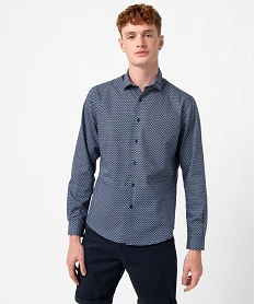 chemise homme a manches longues avec micro-motifs bleuG404801_1