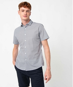 chemise homme a manches courtes avec micro-motifs cachemire imprime chemise manches courtesG405901_1