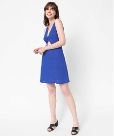 GEMO Robe femme en maille texturée ouverte sur l’avant bleu standard