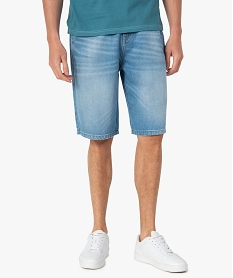 GEMO Bermuda en jean homme délavé coupe chino Gris