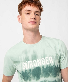 GEMO Tee-shirt homme effet tie and dye avec inscription bleu standard